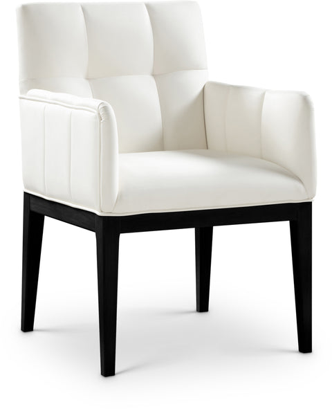 Sage Cream Vegan Leather Upholstered Dining Arm Chair, 2-Piece (Style 2)