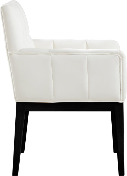 Sage Cream Vegan Leather Upholstered Dining Arm Chair, 2-Piece (Style 2)