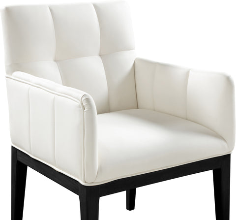 Sage Cream Vegan Leather Upholstered Dining Arm Chair, 2-Piece (Style 2)