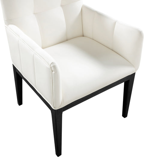 Sage Cream Vegan Leather Upholstered Dining Arm Chair, 2-Piece (Style 2)