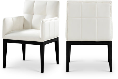 Sage Cream Vegan Leather Upholstered Dining Arm Chair, 2-Piece (Style 2)