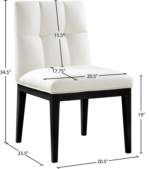 Sage Cream Vegan Leather Upholstered Dining Side Chair, 2-Piece (Style 2)