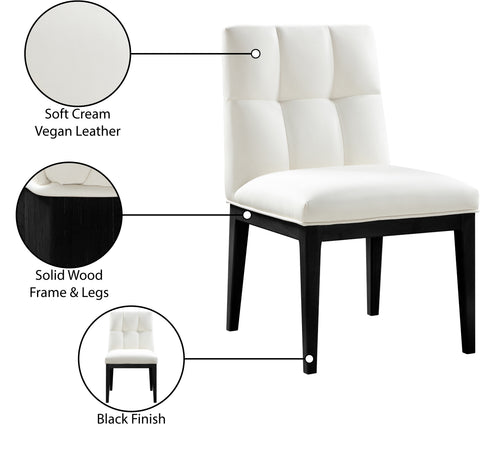 Sage Cream Vegan Leather Upholstered Dining Side Chair, 2-Piece (Style 2)