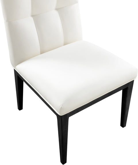 Sage Cream Vegan Leather Upholstered Dining Side Chair, 2-Piece (Style 2)