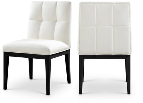 Sage Cream Vegan Leather Upholstered Dining Side Chair, 2-Piece (Style 2)