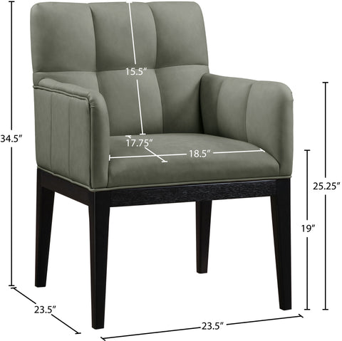 Sage Green Vegan Leather Upholstered Dining Arm Chair, 2-Piece