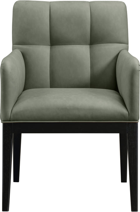 Sage Green Vegan Leather Upholstered Dining Arm Chair, 2-Piece