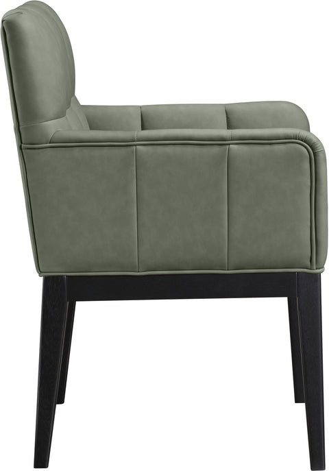 Sage Green Vegan Leather Upholstered Dining Arm Chair, 2-Piece