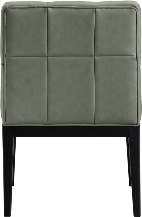 Sage Green Vegan Leather Upholstered Dining Arm Chair, 2-Piece