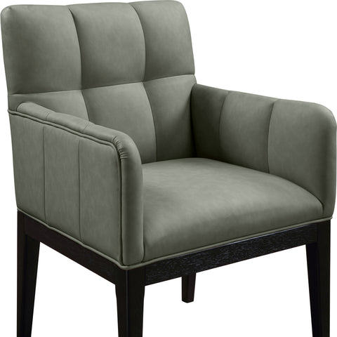 Sage Green Vegan Leather Upholstered Dining Arm Chair, 2-Piece