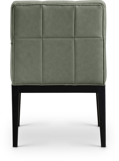 Sage Green Vegan Leather Upholstered Dining Arm Chair, 2-Piece