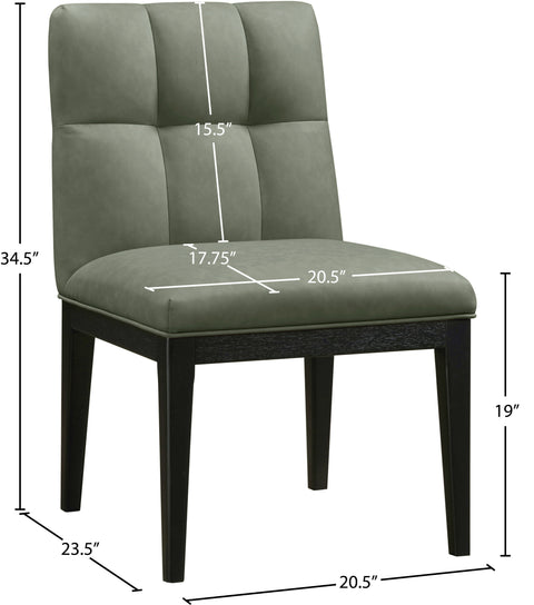 Sage Green Vegan Leather Upholstered Dining Side Chair, 2-Piece