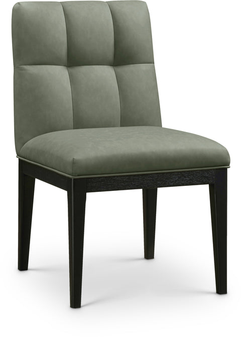 Sage Green Vegan Leather Upholstered Dining Side Chair, 2-Piece