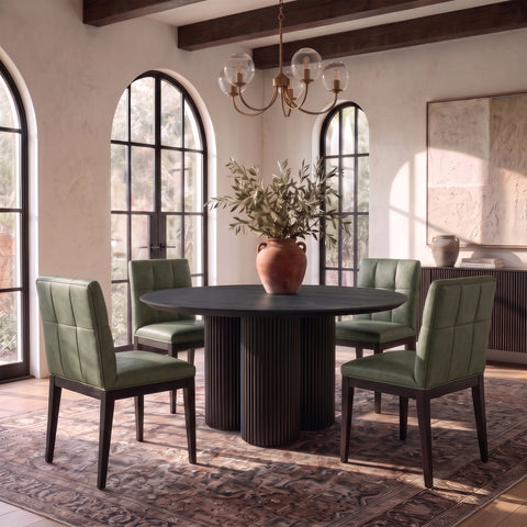 Sage Green Vegan Leather Upholstered Dining Side Chair, 2-Piece
