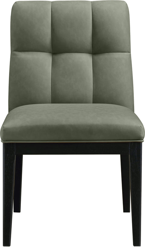 Sage Green Vegan Leather Upholstered Dining Side Chair, 2-Piece