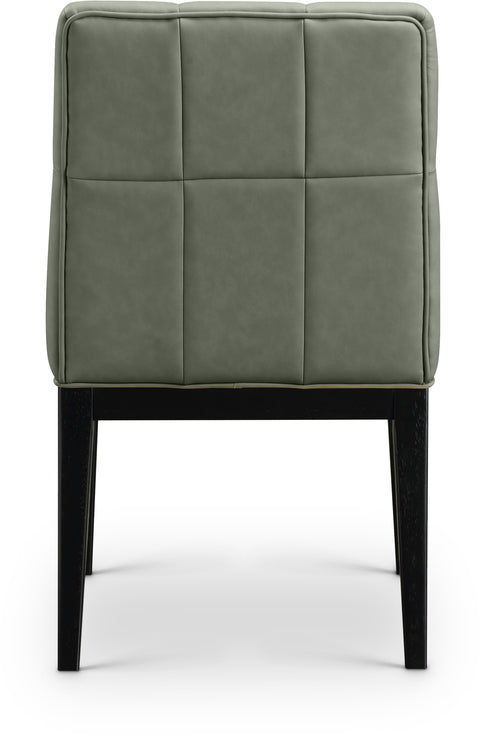 Sage Green Vegan Leather Upholstered Dining Side Chair, 2-Piece