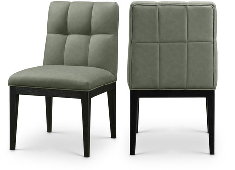 Sage Green Vegan Leather Upholstered Dining Side Chair, 2-Piece