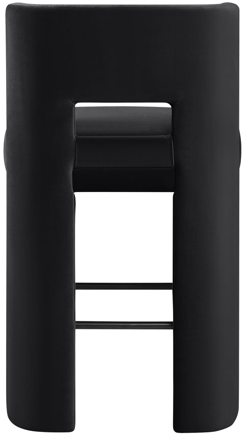 Linden Black Velvet Performance Fabric Upholstered Bar Stool, 2-Piece