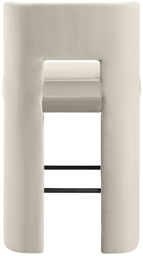 Linden Cream Velvet Performance Fabric Upholstered Bar Stool, 2-Piece