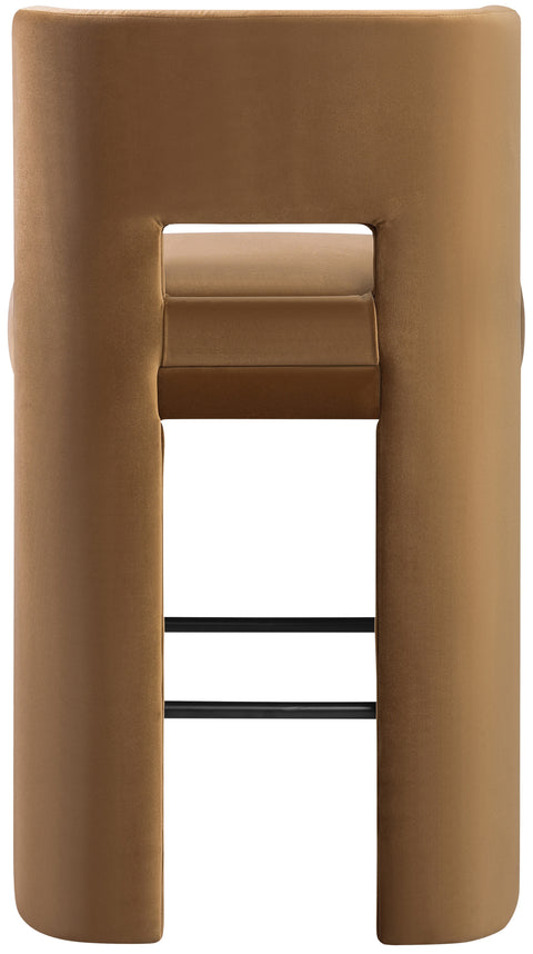 Linden Saddle Velvet Performance Fabric Upholstered Bar Stool, 2-Piece