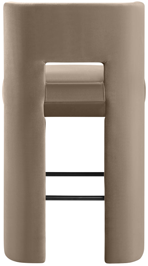 Linden Taupe Velvet Performance Fabric Upholstered Bar Stool, 2-Piece