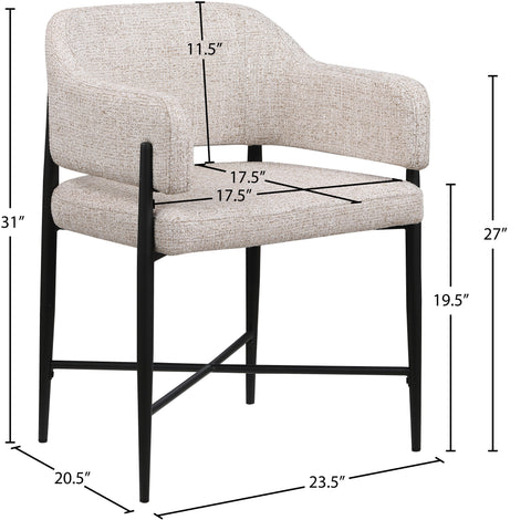 Willow Beige Fabric Upholstered Dining Chair, 2-Piece