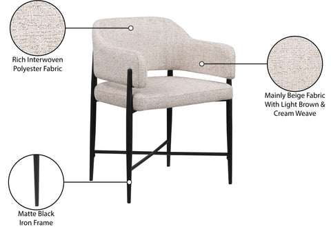 Willow Beige Fabric Upholstered Dining Chair, 2-Piece