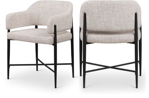 Willow Beige Fabric Upholstered Dining Chair, 2-Piece