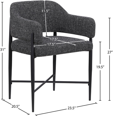 Willow Black Fabric Upholstered Dining Chair, 2-Piece
