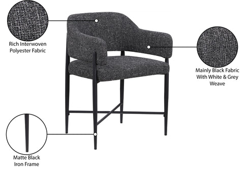 Willow Black Fabric Upholstered Dining Chair, 2-Piece