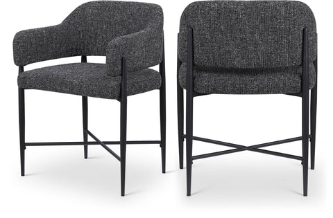 Willow Black Fabric Upholstered Dining Chair, 2-Piece