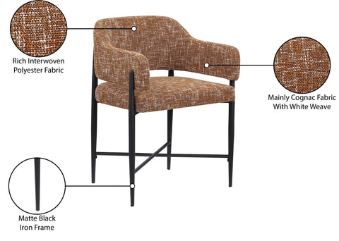 Willow Cognac Fabric Upholstered Dining Chair, 2-Piece