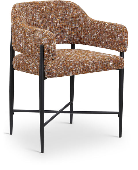Willow Cognac Fabric Upholstered Dining Chair, 2-Piece