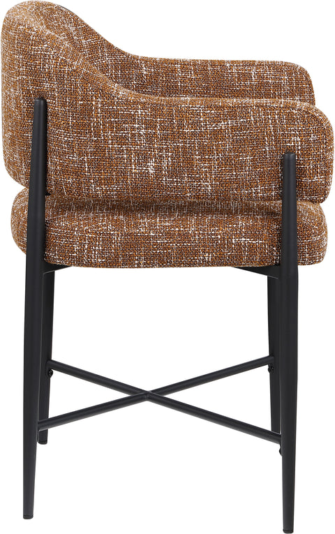 Willow Cognac Fabric Upholstered Dining Chair, 2-Piece