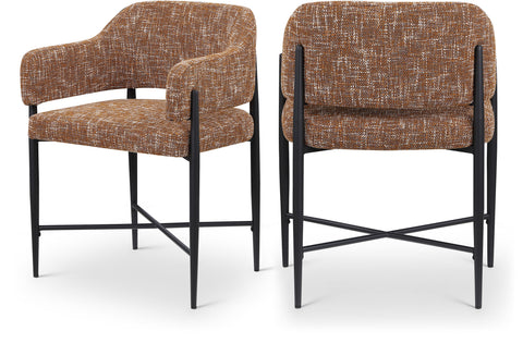 Willow Cognac Fabric Upholstered Dining Chair, 2-Piece