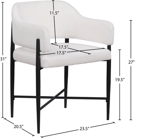 Willow Cream Fabric Upholstered Dining Chair, 2-Piece