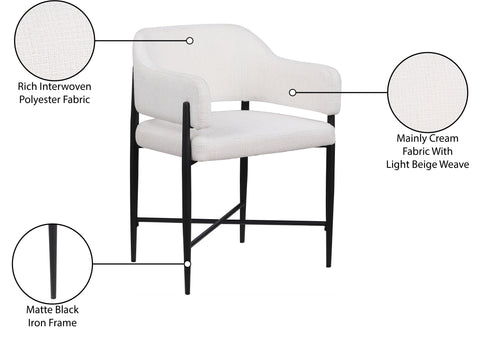 Willow Cream Fabric Upholstered Dining Chair, 2-Piece