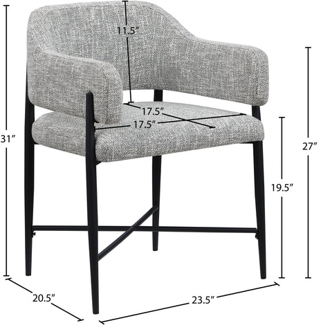 Willow Grey Fabric Upholstered Dining Chair, 2-Piece