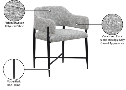 Willow Grey Fabric Upholstered Dining Chair, 2-Piece
