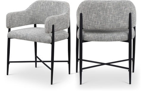 Willow Grey Fabric Upholstered Dining Chair, 2-Piece
