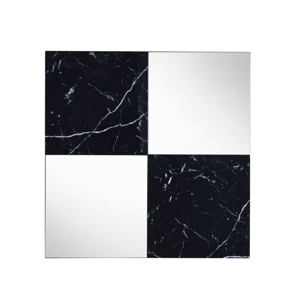 kaeso accent mirror, mirrored & faux marble top