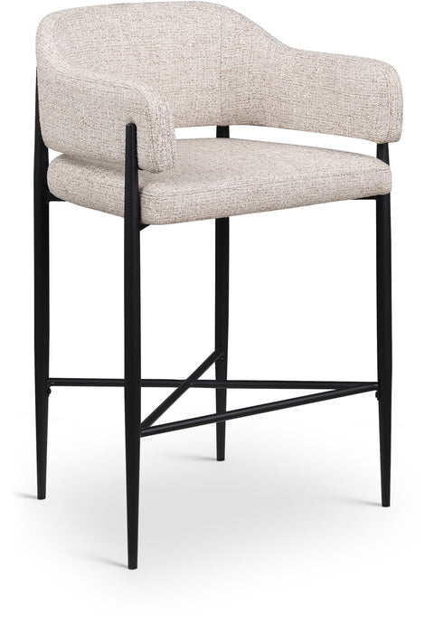 Willow Beige Fabric Upholstered Counter Stool, 2-Piece