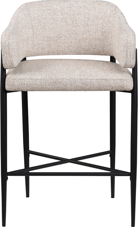 Willow Beige Fabric Upholstered Counter Stool, 2-Piece