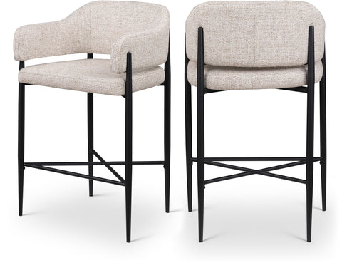 Willow Beige Fabric Upholstered Counter Stool, 2-Piece