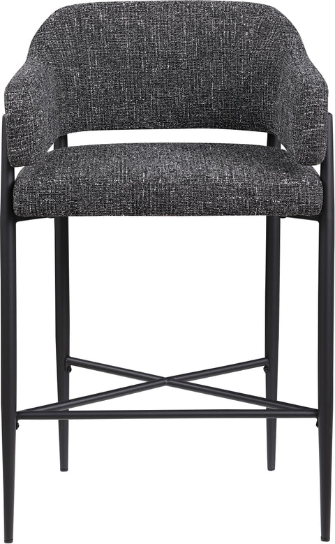 Willow Black Fabric Upholstered Counter Stool, 2-Piece