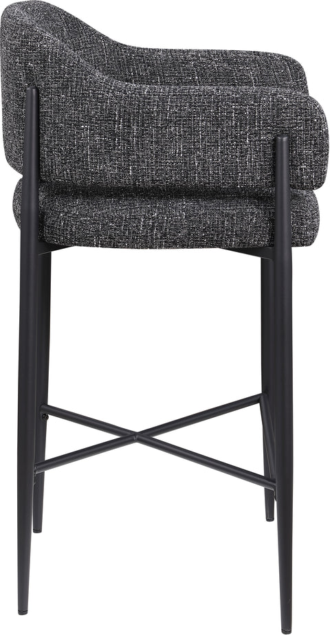Willow Black Fabric Upholstered Counter Stool, 2-Piece