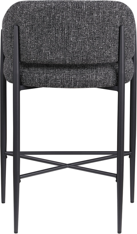 Willow Black Fabric Upholstered Counter Stool, 2-Piece