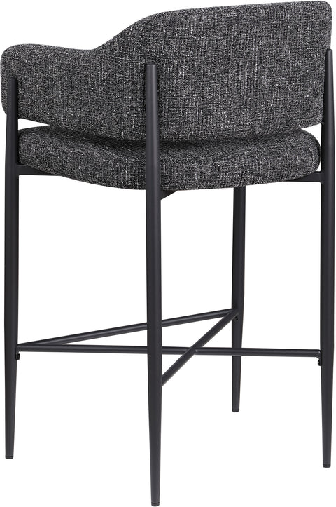 Willow Black Fabric Upholstered Counter Stool, 2-Piece