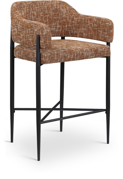 Willow Cognac Fabric Upholstered Counter Stool, 2-Piece