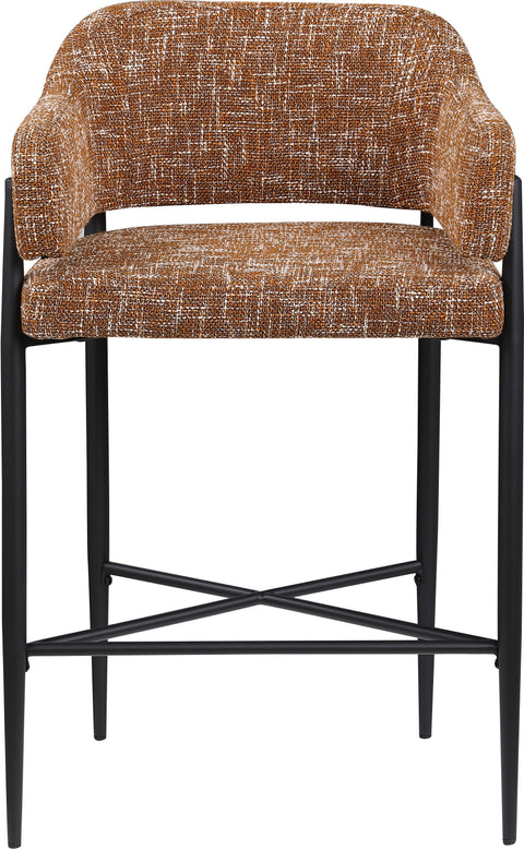 Willow Cognac Fabric Upholstered Counter Stool, 2-Piece
